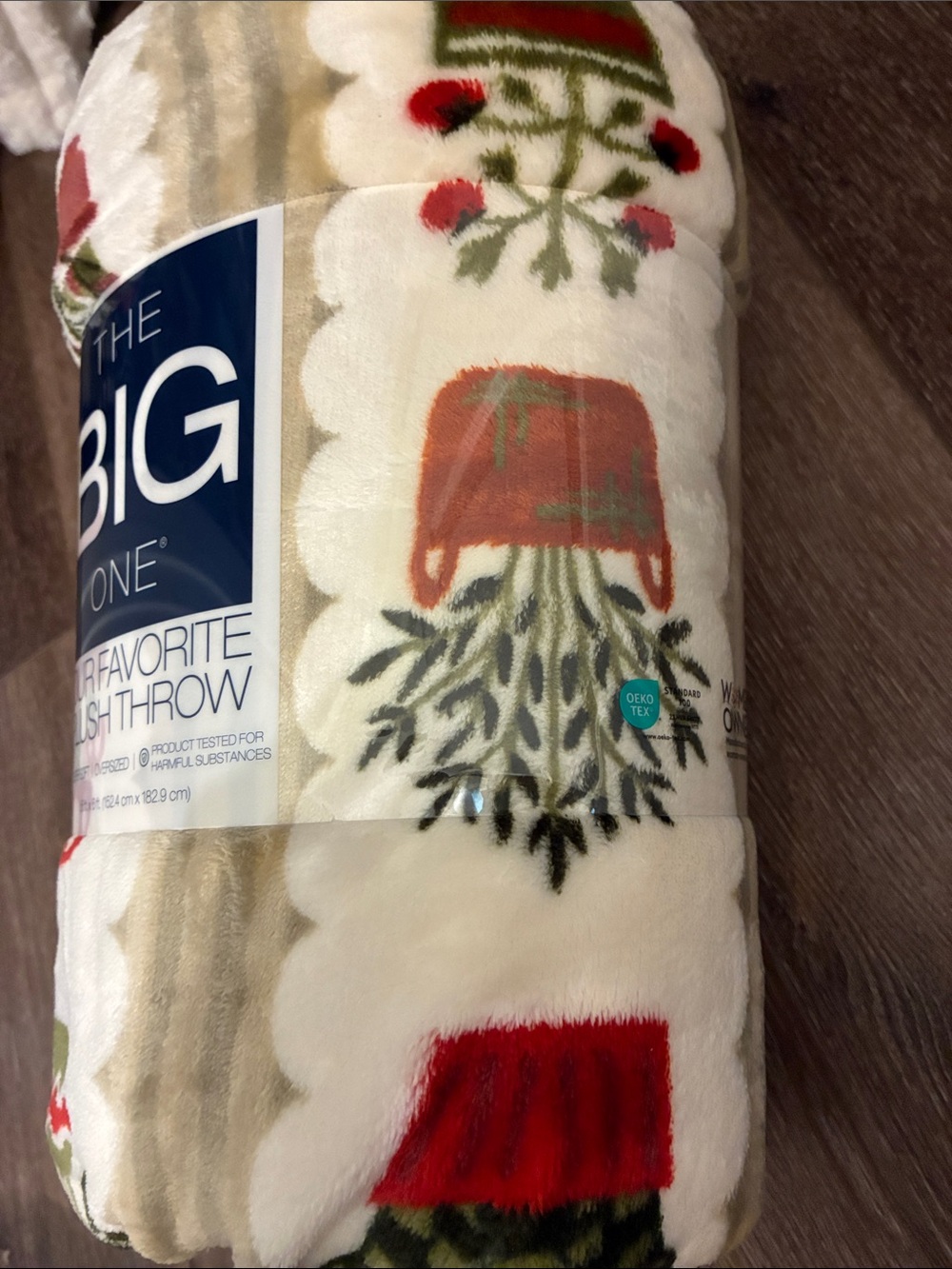 The Big One Oversized Plush Throw. Potted Plants Design. New - Picture 3 of 5
